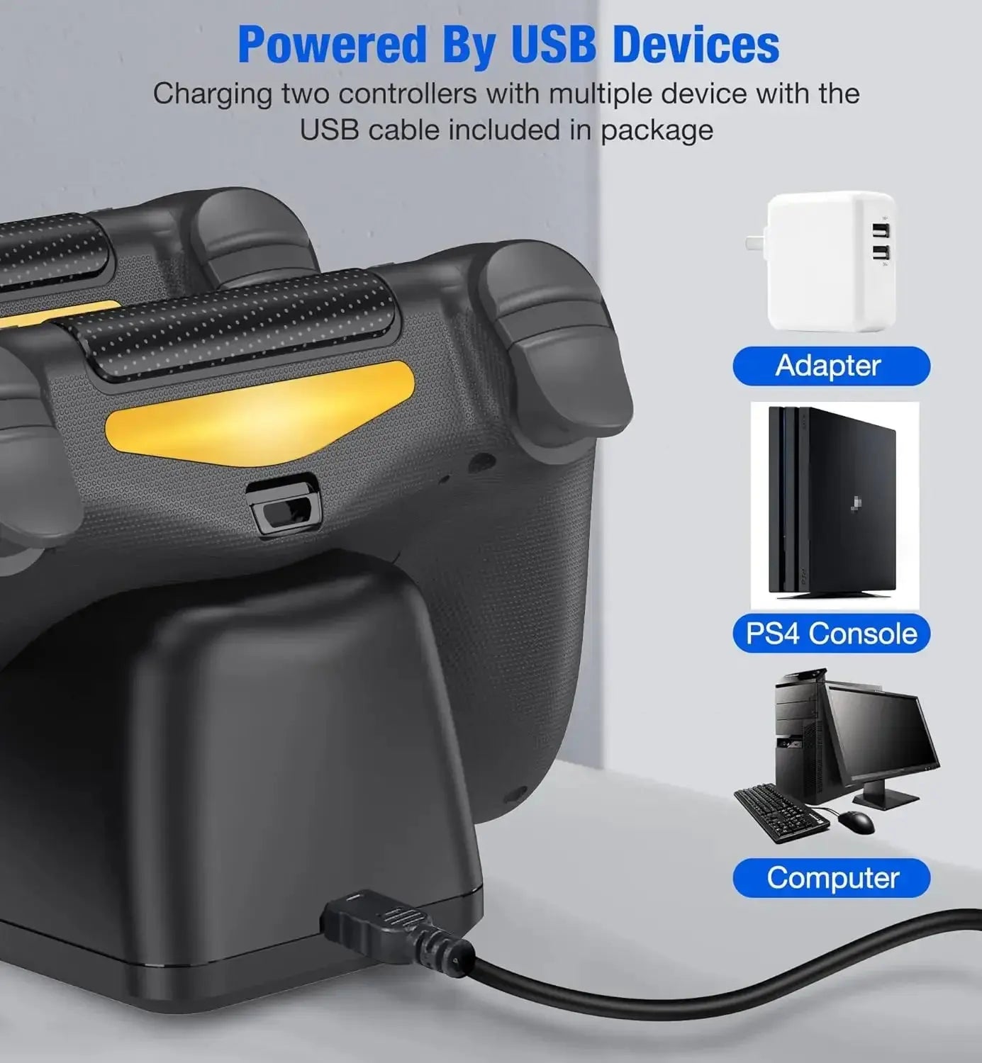 Dual Charging Ports Dock TP4-889 for PS4 with Charging Indicator Light&Overcharge Protection,Wireless Controller Charging Base Klick & Snap