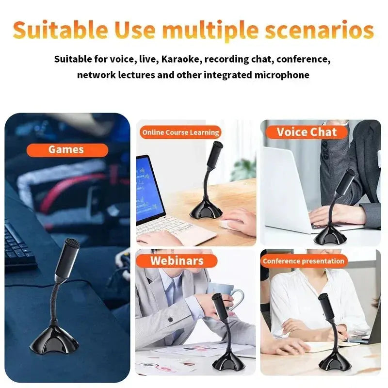 USB Microphone For Laptop And Computers Adjustable Studio Singing Gaming Streaming Mikrofon Stand Mic With Holder Desktop Klick & Snap