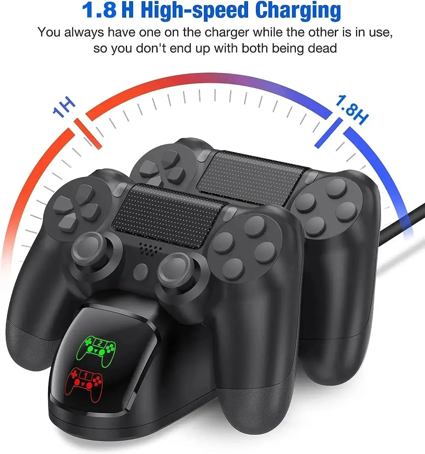 Dual Charging Ports Dock TP4-889 for PS4 with Charging Indicator Light&Overcharge Protection,Wireless Controller Charging Base Klick & Snap