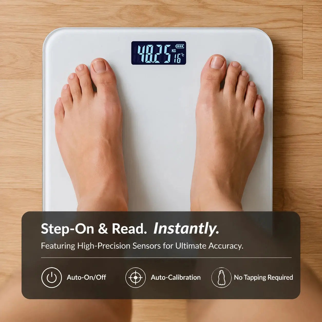 Digital weight scale, high-precision bathroom scale, digital display function, weight scale, bathroom scale, body scale Klick & Snap