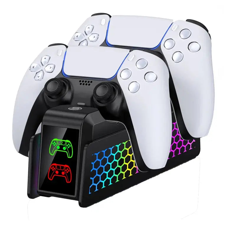 For PS5 Controller Charger DualSense Charging Station Dual Charging Dock Charger Stand for PlayStation5 Wireless Game Controller Klick & Snap