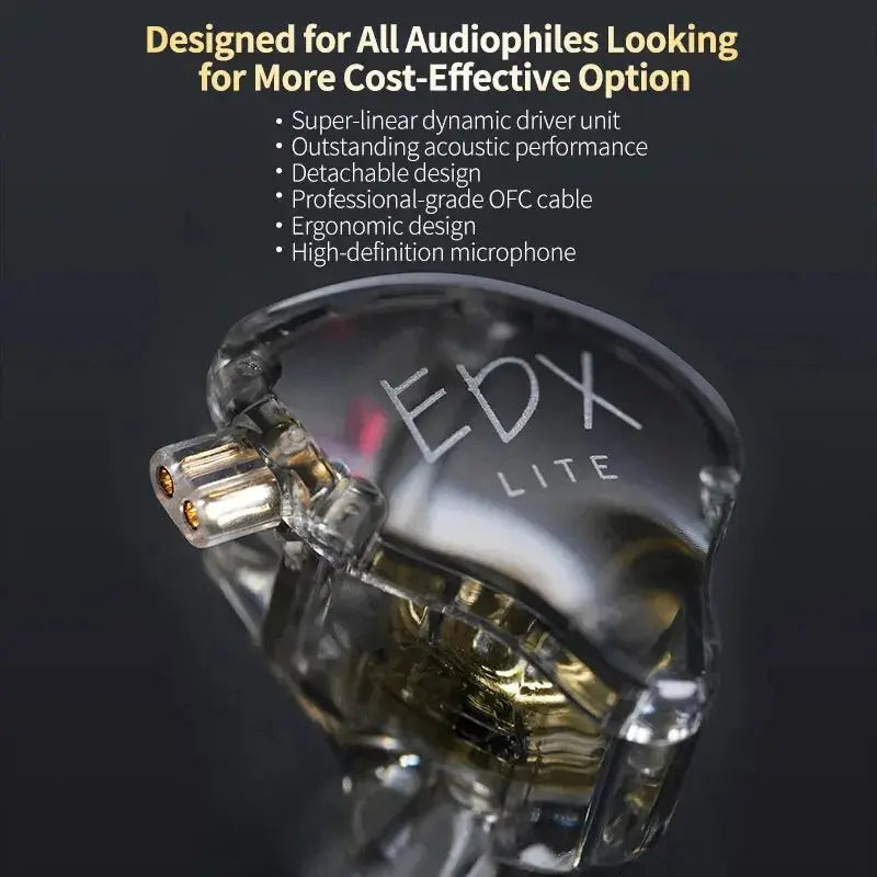 KZ EDX Lite HIFI Bass Earphones Stereo Music Earbuds In Ear Monitor Stage Live Headphones Gaming Sports Headset Klick & Snap