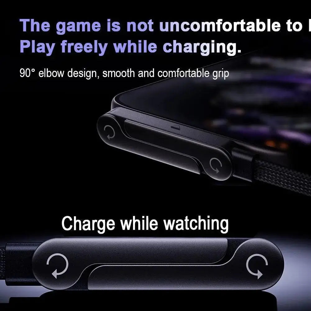 Sideways Phone Charger,Invisible Stand Charging Cable,Built In Phone Stand Charging Cord with Folding Phone Stand 2-in-1 Holder Klick & Snap