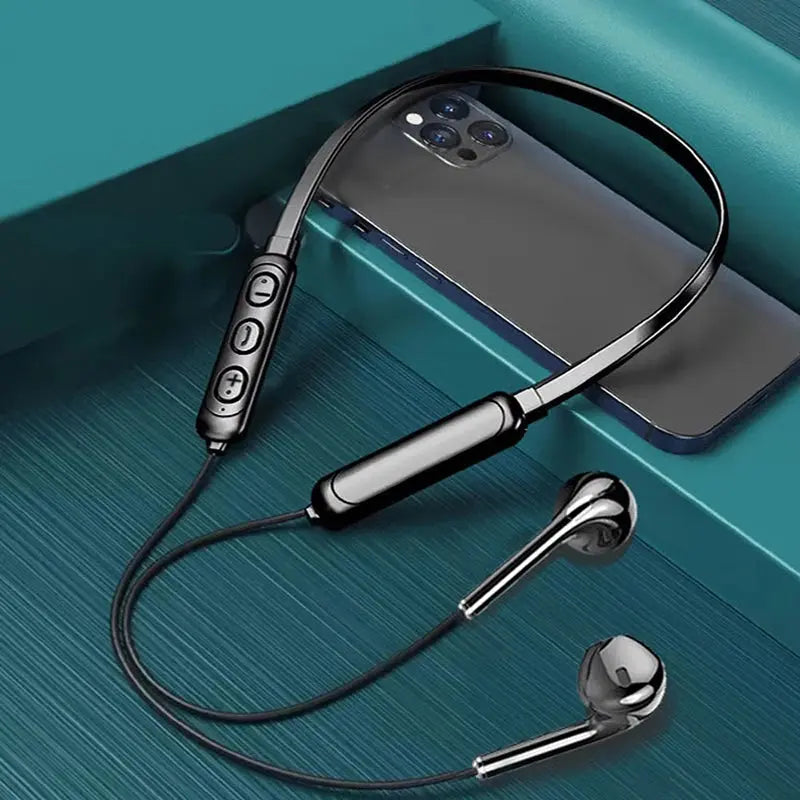 Wireless 9D Bluetooth Headset Neck Hanging Stereo Noise Reduction Universal 5.0 In Ear Sports Headset Microphone For Smart Phone Klick & Snap