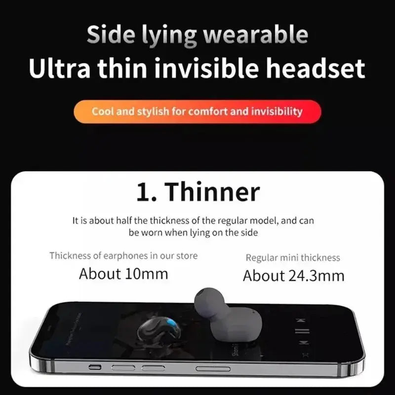 Sleeping Earbuds Wireless Mini Headphones For Work TWS Bluetooth Earphone Stereo Hidden Headsets with Mic HD Call Waterproof X55 Klick & Snap