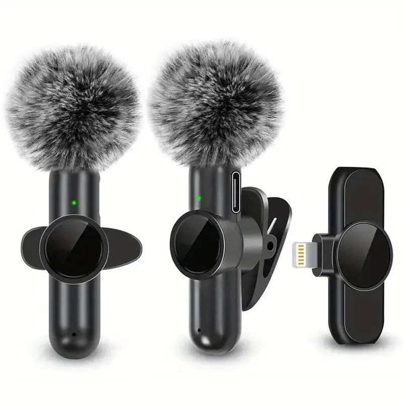 Wireless Lavalier Microphone With Windproof Cover Audio Video Recording Mini Mic For iPhone Android Mobile Phone Microphone Klick & Snap