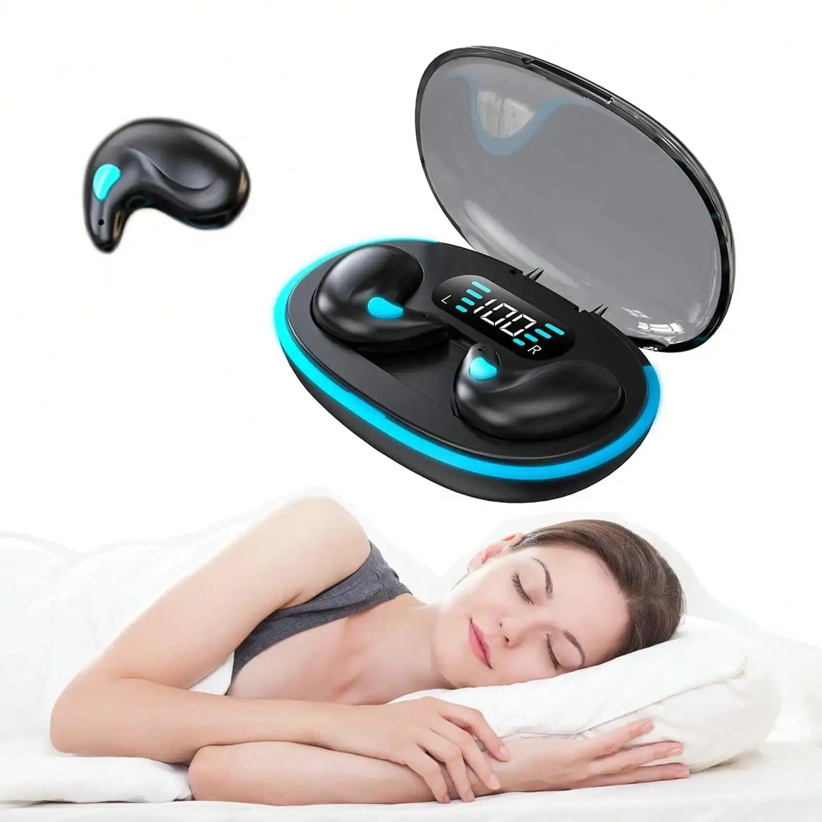 Sleeping Earbuds Wireless Mini Headphones For Work TWS Bluetooth Earphone Stereo Hidden Headsets with Mic HD Call Waterproof X55 Klick & Snap