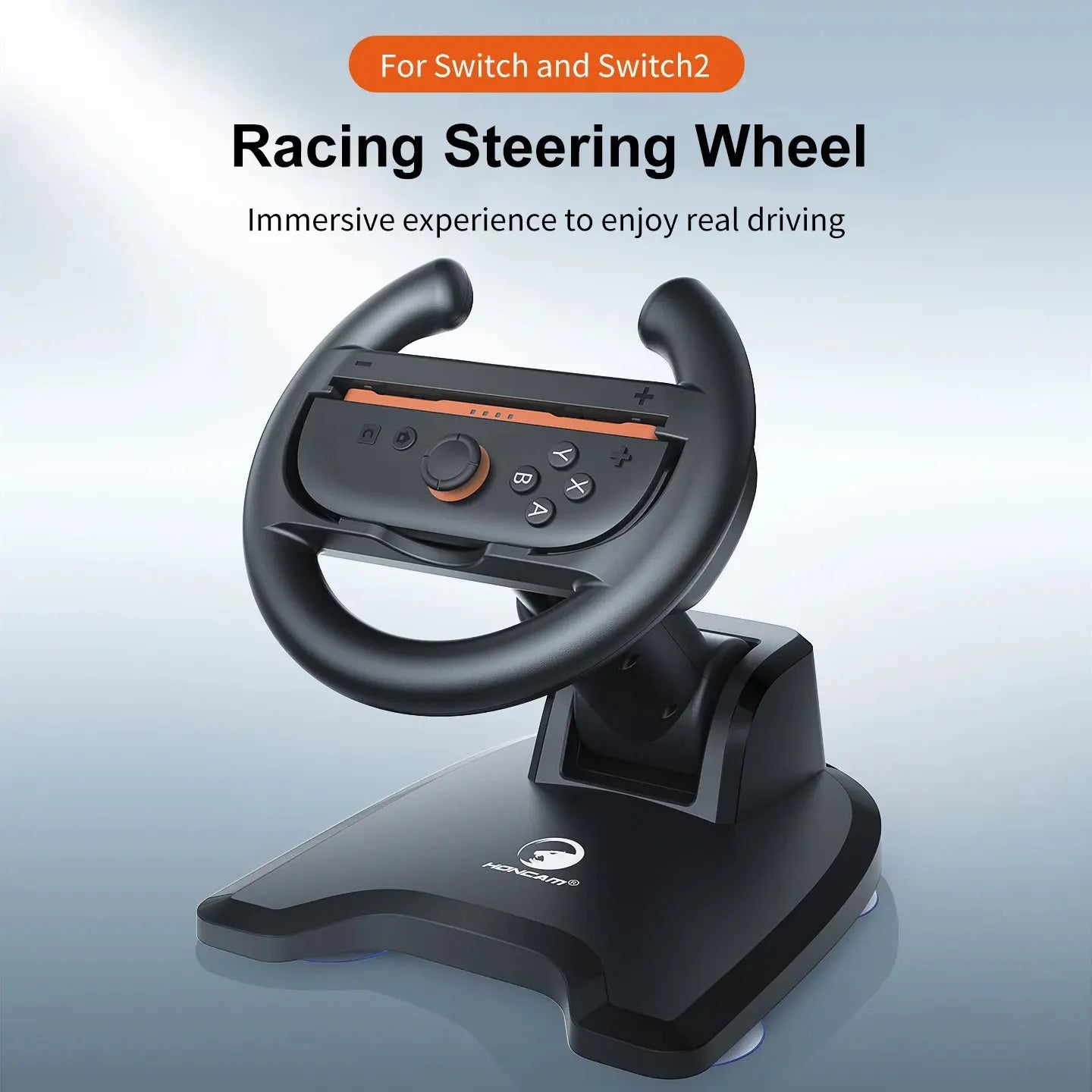 HONCAM Universal Racing Wheel Stand for Switch & Switch2 Joycon Game Wheel Controller with Secure Suction Cup Base for NS2 Acces Klick & Snap