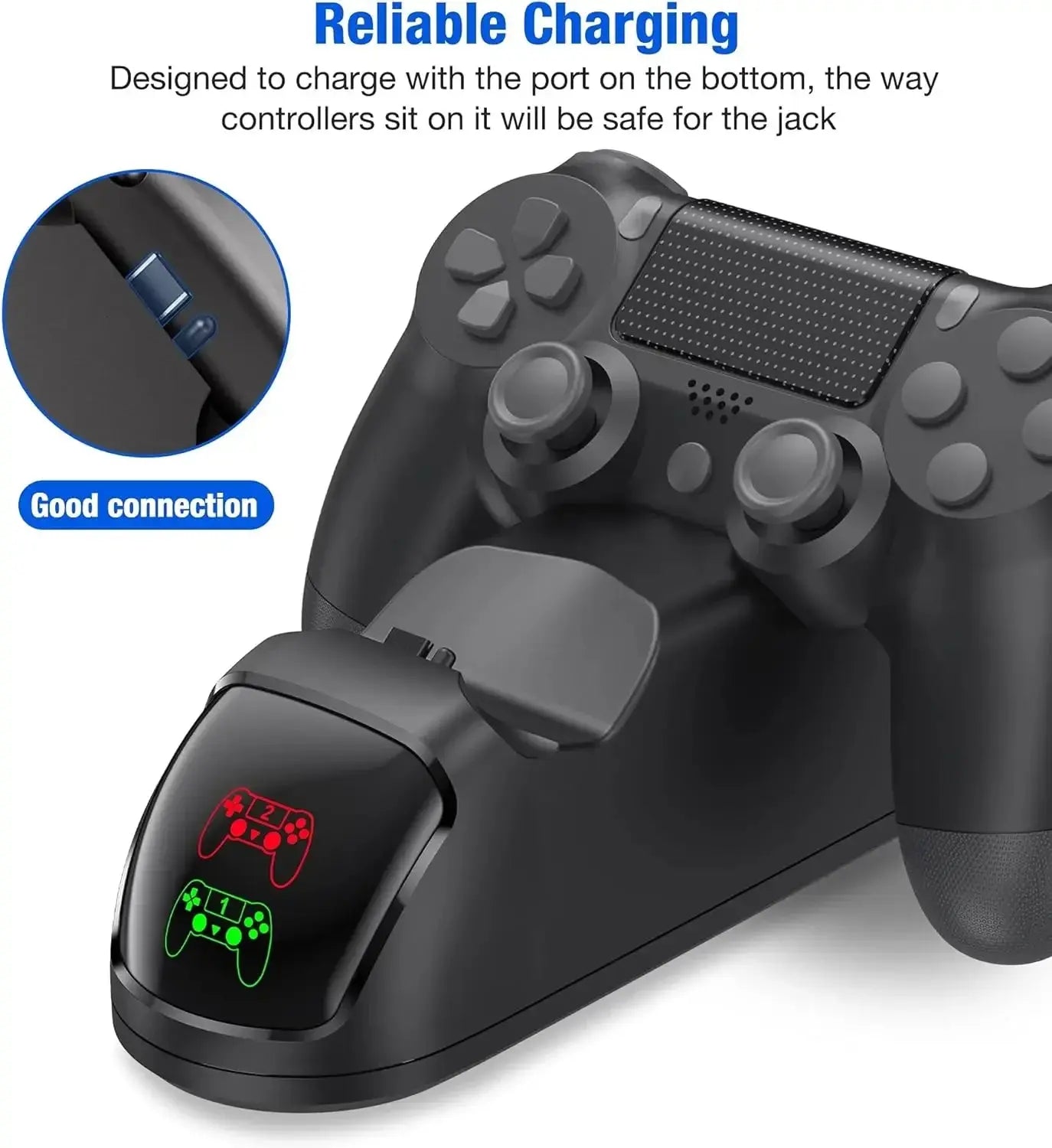 Dual Charging Ports Dock TP4-889 for PS4 with Charging Indicator Light&Overcharge Protection,Wireless Controller Charging Base Klick & Snap