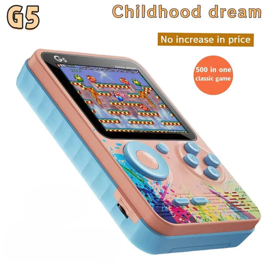 G5 500 In 1 MINI Video Game Handheld Game Players Portable Retro Video Console Boy 8 Bit Color LCD Screen Games Klick & Snap