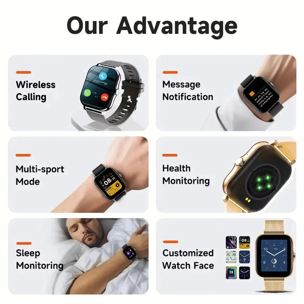 LAXASFIT 2025 New Smart Watch for Men Women Gift Full Touch Screen Sports Fitness Watch Bluetooth Call Digital Smartwatch Klick & Snap