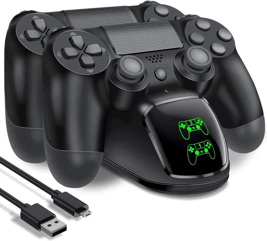 Dual Charging Ports Dock TP4-889 for PS4 with Charging Indicator Light&Overcharge Protection,Wireless Controller Charging Base Klick & Snap