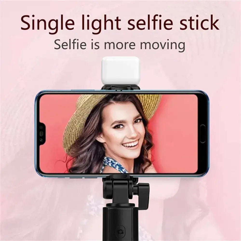 Portable Bluetooth Selfie Stick Tripod Holder with Remote Shutter Fill Light Extendable Wireless Remote Retractable Phone Stand Klick & Snap