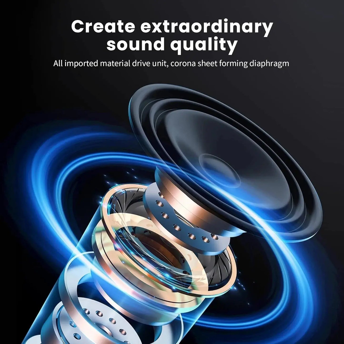 9D Surround Sound Wireless Bluetooth Headphones Over Ear Headsets True Sports Earphones Support TF/AUX Music Player with HD Mic Klick & Snap