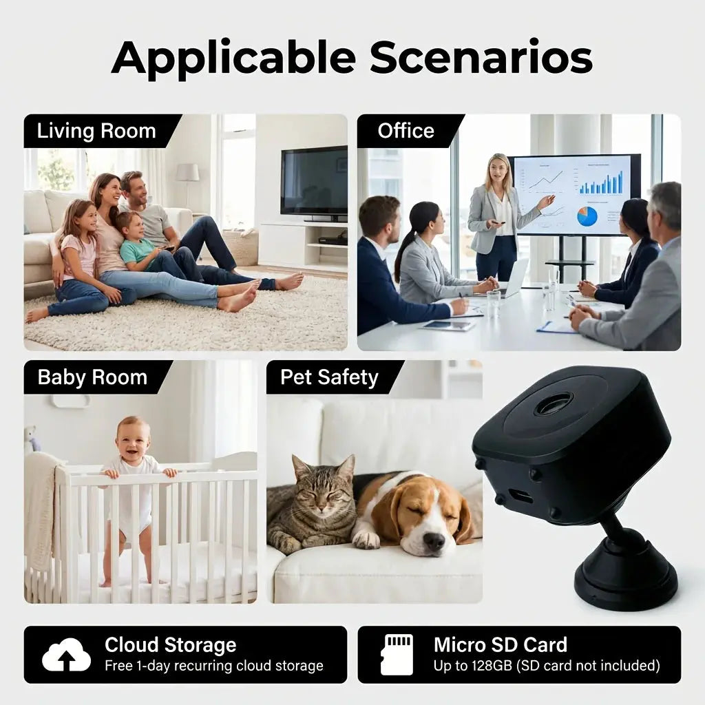 Mini HD Wifi Smart Monitor Surveillance Camera Video Voice DV Recorder Indoor Covert Wireless Security Camera Small Nanny Cam Klick & Snap