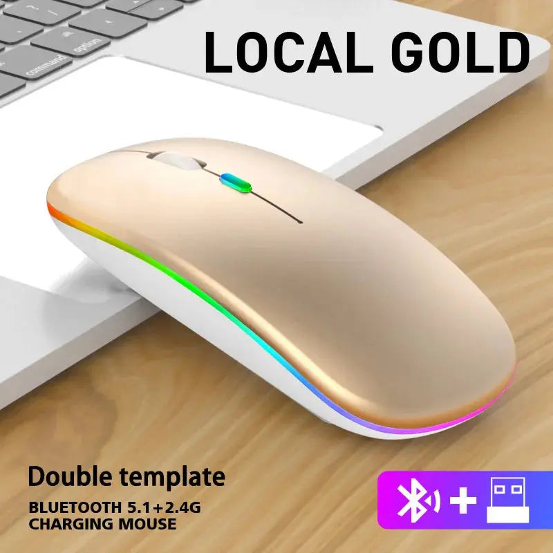 Wireless Mouse 2.4GHz Bluetooth Rechargeable Mouse Quiet Ergonomic Gaming Mouse With USB Backlight 1600DPI Mouse For PC Laptops Klick & Snap
