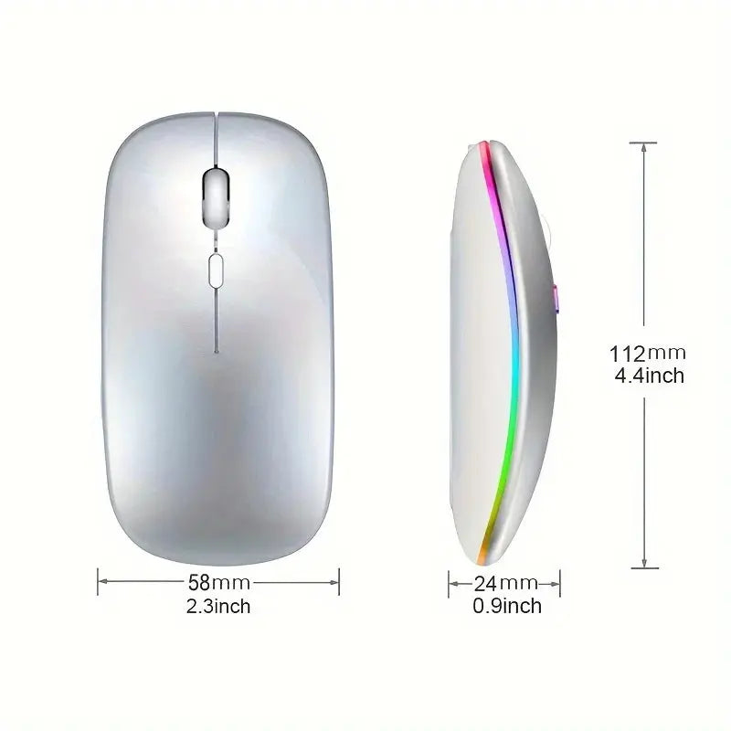 Wireless Mouse 2.4GHz Bluetooth Rechargeable Mouse Quiet Ergonomic Gaming Mouse With USB Backlight 1600DPI Mouse For PC Laptops Klick & Snap