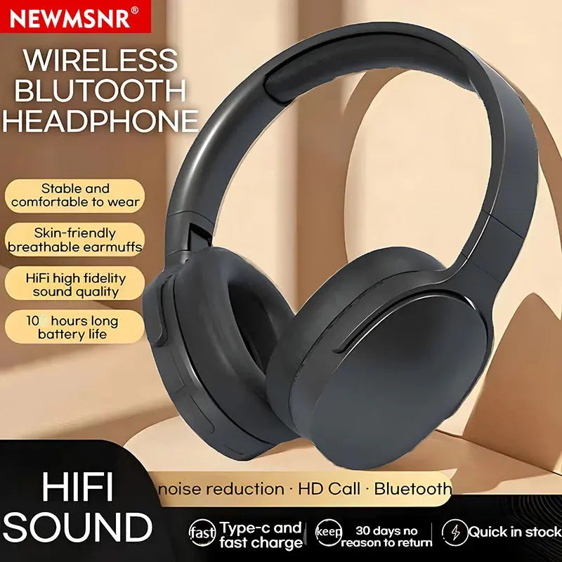 9D Surround Sound Wireless Bluetooth Headphones Over Ear Headsets True Sports Earphones Support TF/AUX Music Player with HD Mic Klick & Snap