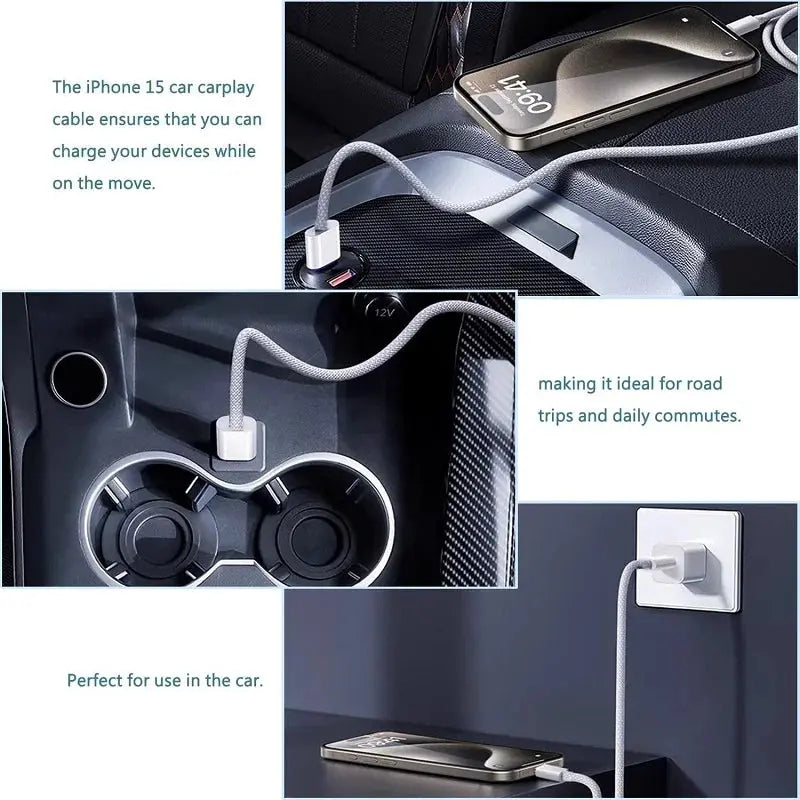 1pcs-5pcs 60W PD USB-C to USB C Fast Charger Cable For Apple iPhone 17 Pro Max 16 15 Plus 14 13 12 11 X XS Type C Quick Charging Klick & Snap