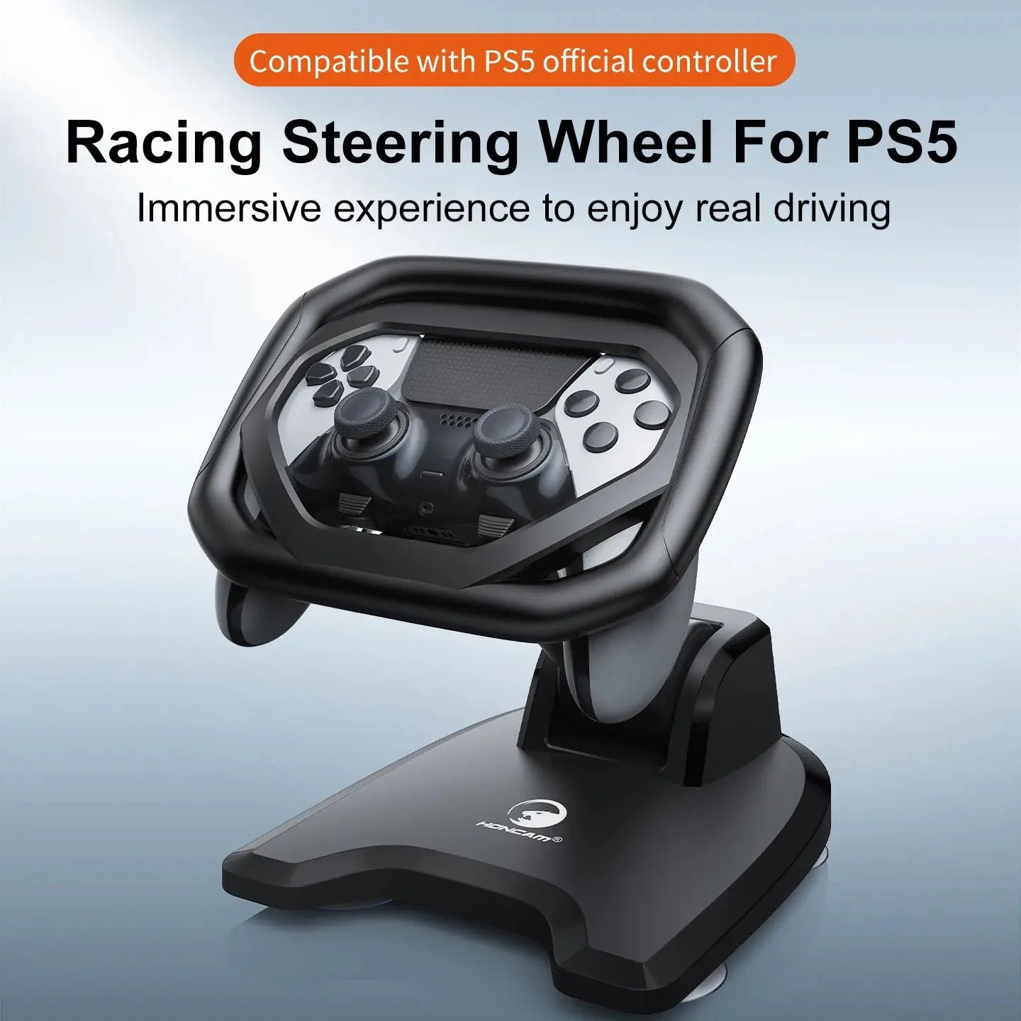 HONCAM Steering Wheel Stand for PS5 and PS5 DualSense Edge Controller with Adjustable Height Bracket for Playstation 5 Klick & Snap