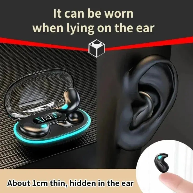 Sleeping Earbuds Wireless Mini Headphones For Work TWS Bluetooth Earphone Stereo Hidden Headsets with Mic HD Call Waterproof X55 Klick & Snap