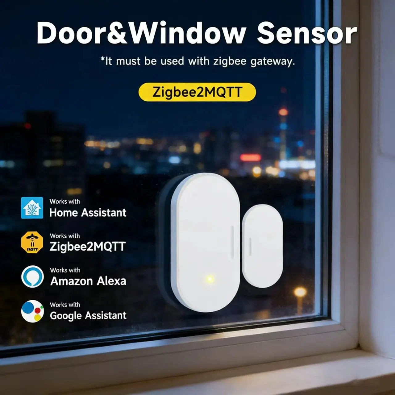 Wireless Zigbee2MQTT 3.0 Door Window Sensor Smart Home Alarm Contact Sensor for Home Security Klick & Snap