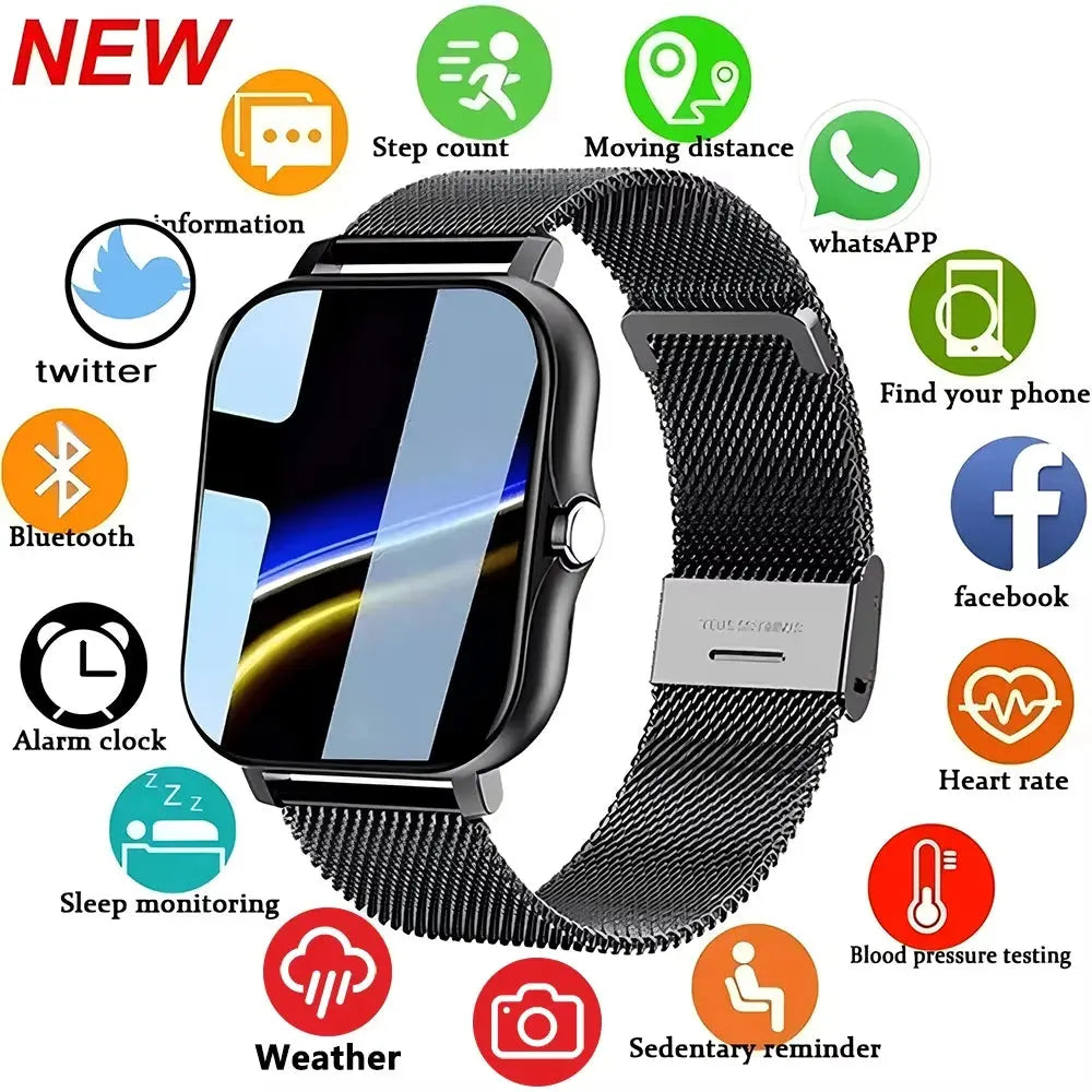 LAXASFIT 2025 New Smart Watch for Men Women Gift Full Touch Screen Sports Fitness Watch Bluetooth Call Digital Smartwatch Klick & Snap