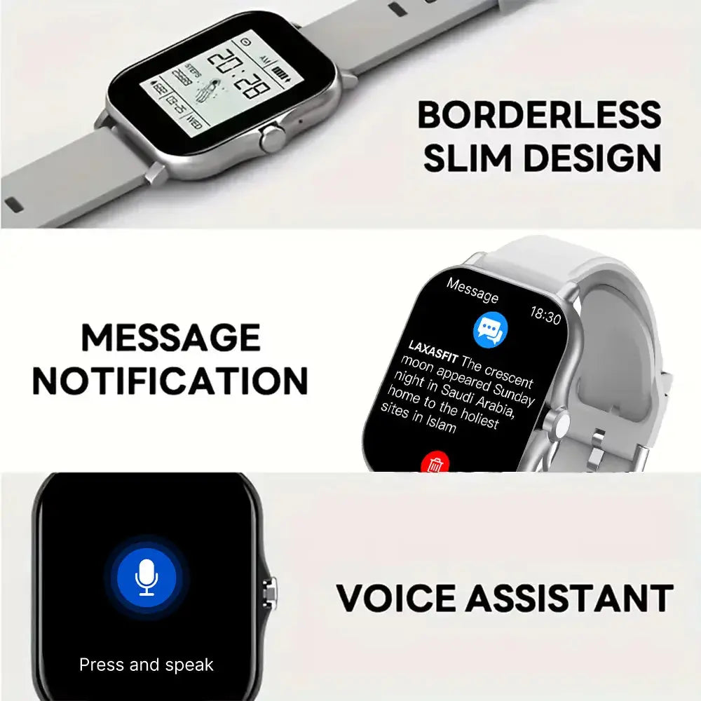 LAXASFIT 2025 New Smart Watch for Men Women Gift Full Touch Screen Sports Fitness Watch Bluetooth Call Digital Smartwatch Klick & Snap
