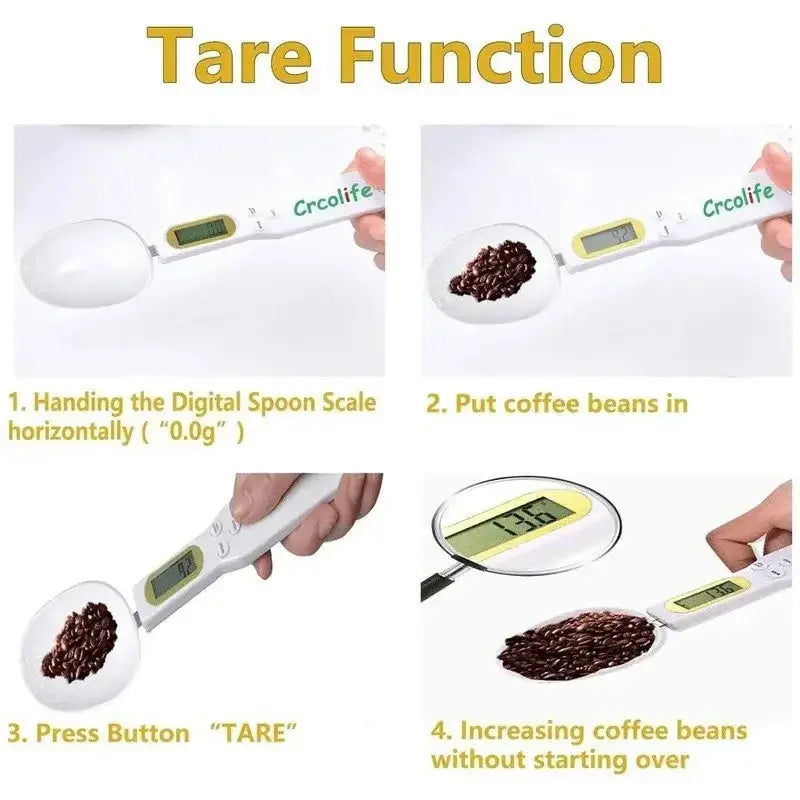 500g/0.1g Weight Measuring Spoon Portable LCD Digital Kitchen Scale Electronic Food Measuring Spoon Scale Kitchen Tool for Food Klick & Snap