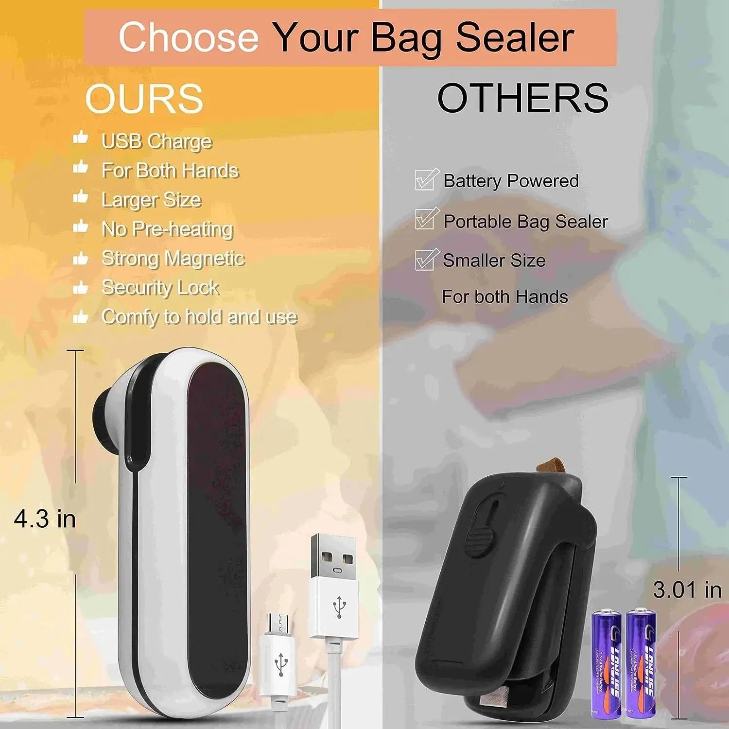 Rechargable 2 In 1 Bag Mini Heat Sealer, Storage Bag Plastic Package Snack Sealer Clip Bag Handheld Heat Sealer, Plastic Bag USB Klick & Snap
