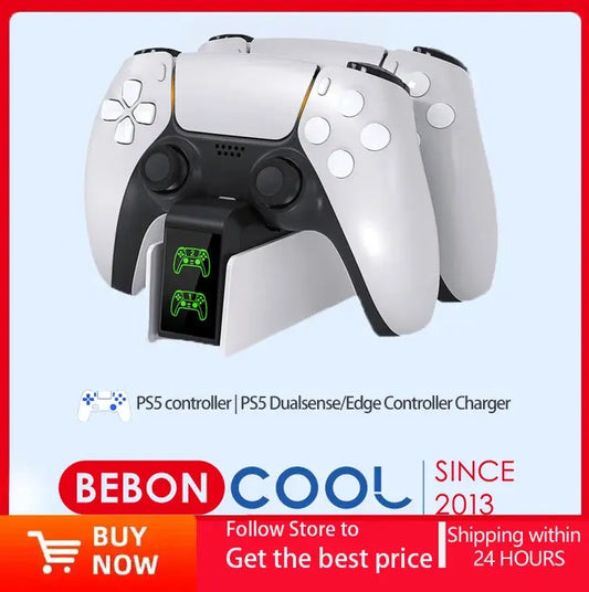For PS5 Controller Charger DualSense Charging Station Dual Charging Dock Charger Stand for PlayStation5 Wireless Game Controller Klick & Snap