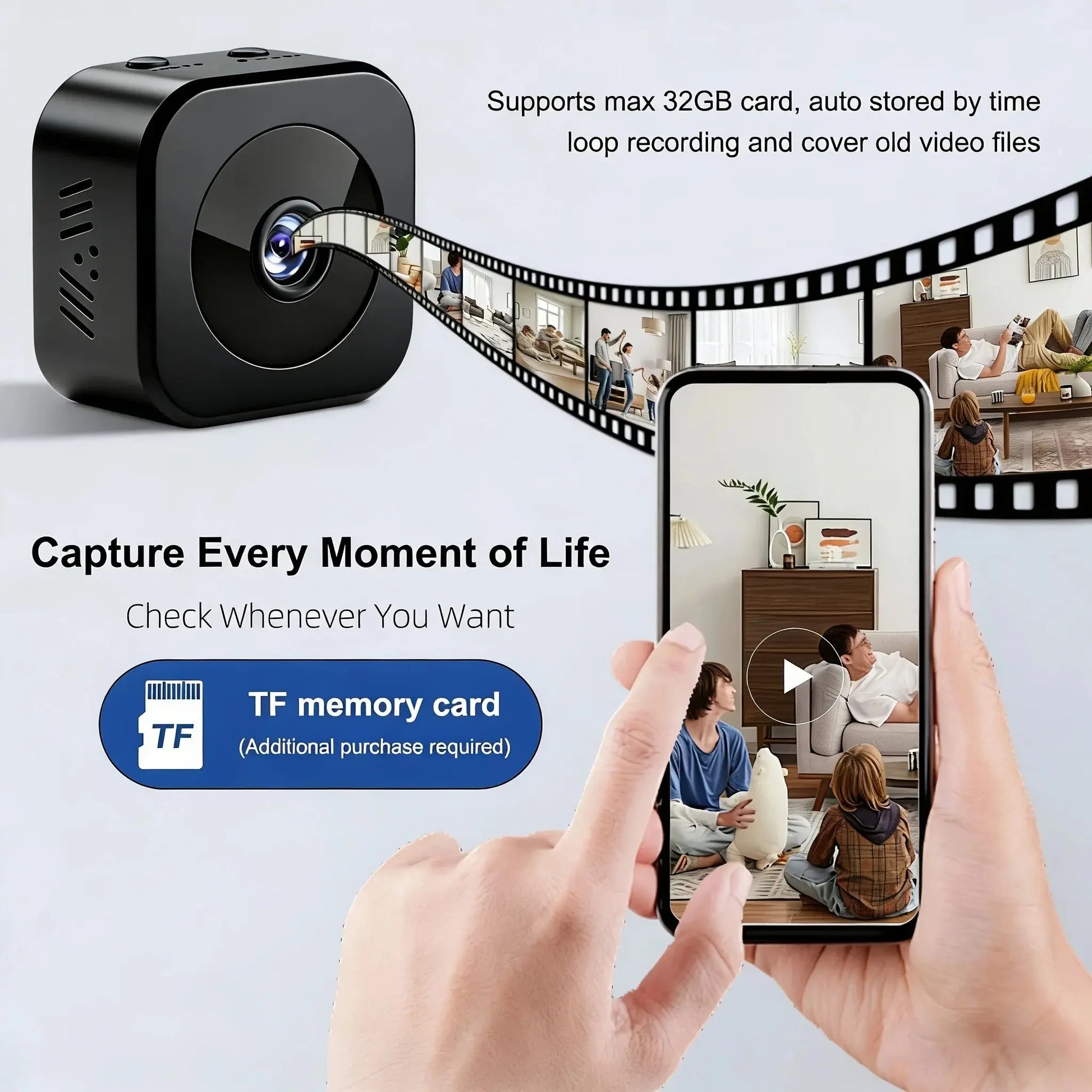 Mini HD Wifi Smart Monitor Surveillance Camera Video Voice DV Recorder Indoor Covert Wireless Security Camera Small Nanny Cam Klick & Snap